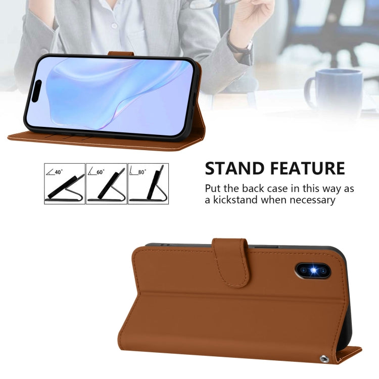 Custodia per telefono in pelle tinta unita effetto pelle con cordino, For iPhone XS Max