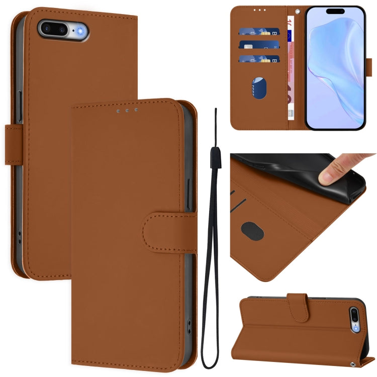 Custodia per telefono in pelle tinta unita effetto pelle con cordino, For iPhone 8 Plus / 7 Plus