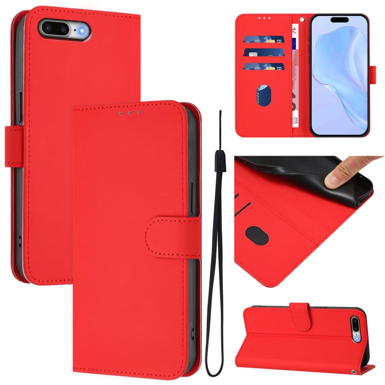 Custodia per telefono in pelle tinta unita effetto pelle con cordino, For iPhone 8 Plus / 7 Plus