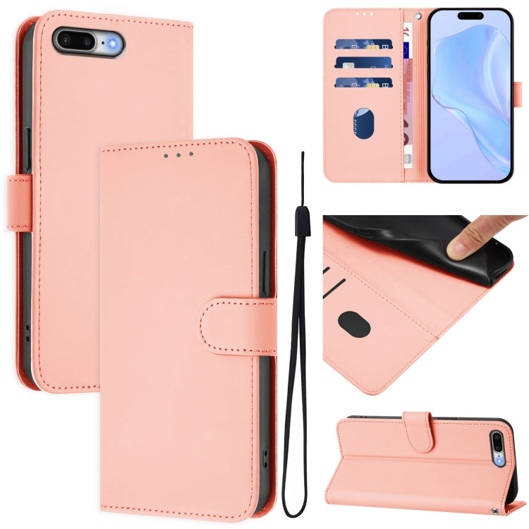 Custodia per telefono in pelle tinta unita effetto pelle con cordino, For iPhone 8 Plus / 7 Plus
