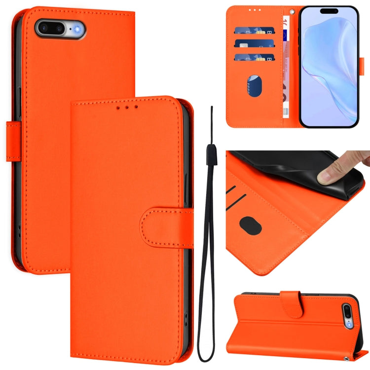 Custodia per telefono in pelle tinta unita effetto pelle con cordino, For iPhone 8 Plus / 7 Plus
