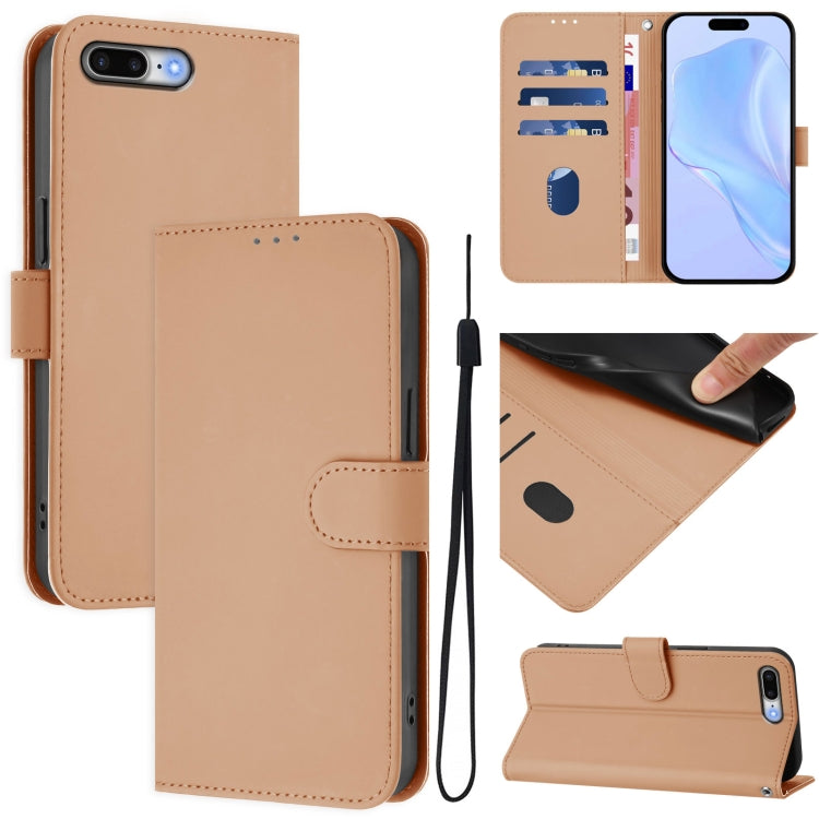 Custodia per telefono in pelle tinta unita effetto pelle con cordino, For iPhone 8 Plus / 7 Plus