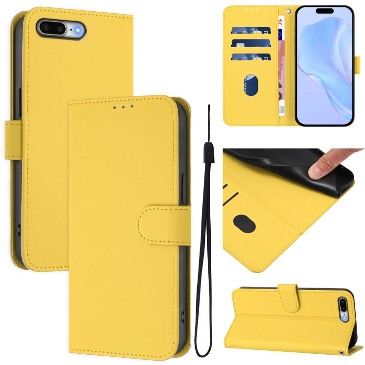 Custodia per telefono in pelle tinta unita effetto pelle con cordino, For iPhone 8 Plus / 7 Plus