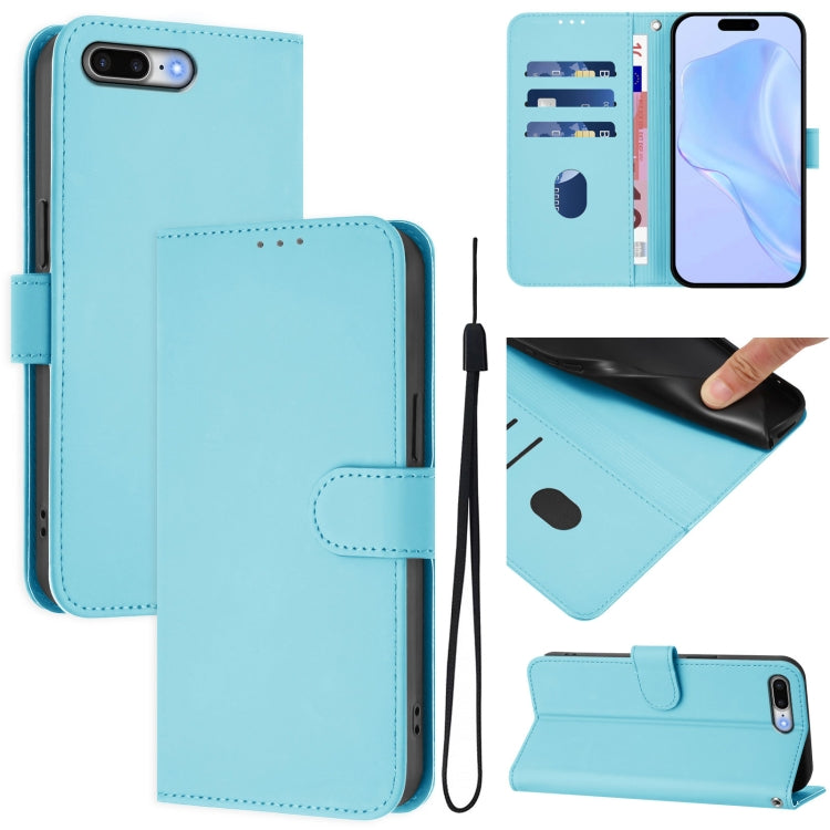 Custodia per telefono in pelle tinta unita effetto pelle con cordino, For iPhone 8 Plus / 7 Plus