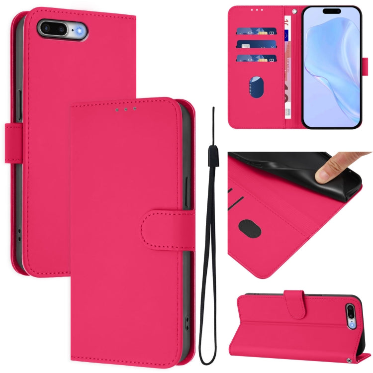 Custodia per telefono in pelle tinta unita effetto pelle con cordino, For iPhone 8 Plus / 7 Plus