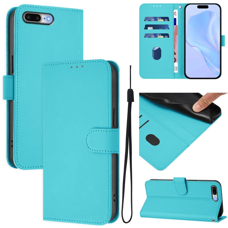 Custodia per telefono in pelle tinta unita effetto pelle con cordino, For iPhone 8 Plus / 7 Plus
