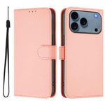 Custodia per telefono in pelle tinta unita effetto pelle con cordino, For iPhone 17 Pro