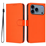 Custodia per telefono in pelle tinta unita effetto pelle con cordino, For iPhone 17 Pro