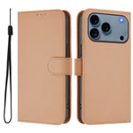 Custodia per telefono in pelle tinta unita effetto pelle con cordino, For iPhone 17 Pro