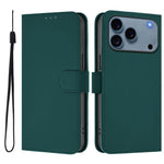 Custodia per telefono in pelle tinta unita effetto pelle con cordino, For iPhone 17 Pro