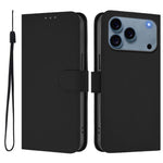 Custodia per telefono in pelle tinta unita effetto pelle con cordino, For iPhone 17 Pro
