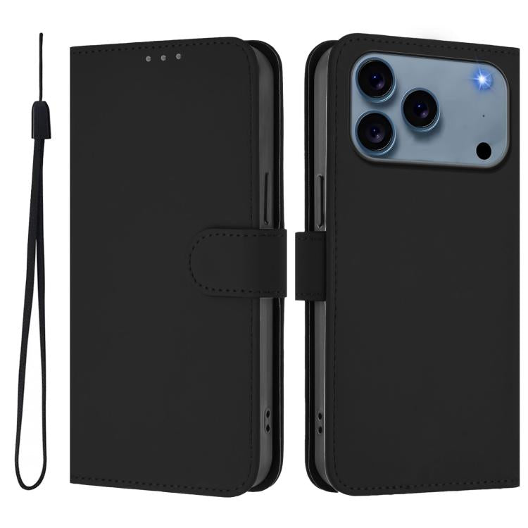 Custodia per telefono in pelle tinta unita effetto pelle con cordino, For iPhone 17 Pro