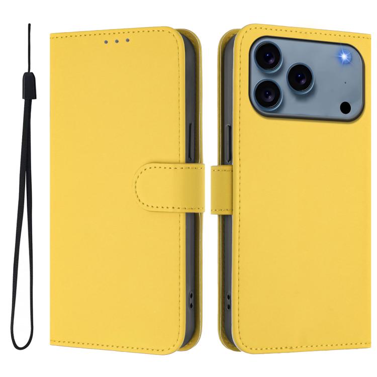 Custodia per telefono in pelle tinta unita effetto pelle con cordino, For iPhone 17 Pro