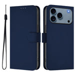Custodia per telefono in pelle tinta unita effetto pelle con cordino, For iPhone 17 Pro