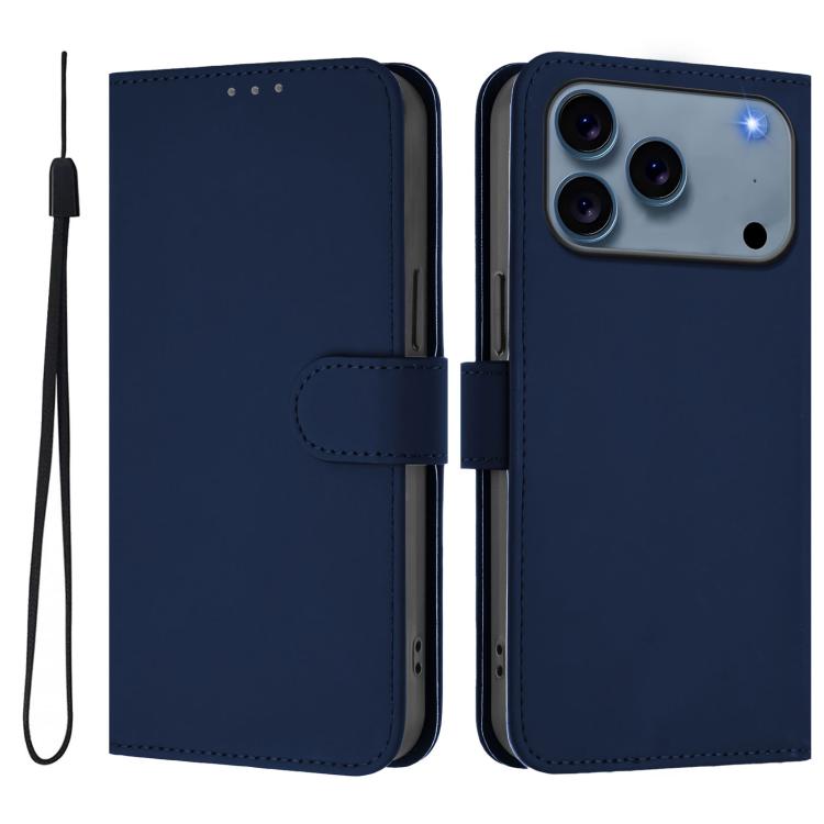 Custodia per telefono in pelle tinta unita effetto pelle con cordino, For iPhone 17 Pro