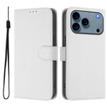 Custodia per telefono in pelle tinta unita effetto pelle con cordino, For iPhone 17 Pro