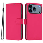 Custodia per telefono in pelle tinta unita effetto pelle con cordino, For iPhone 17 Pro