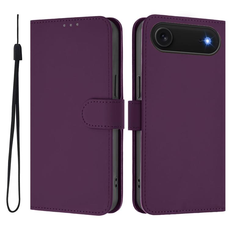 Custodia per telefono in pelle tinta unita effetto pelle con cordino, For iPhone Air