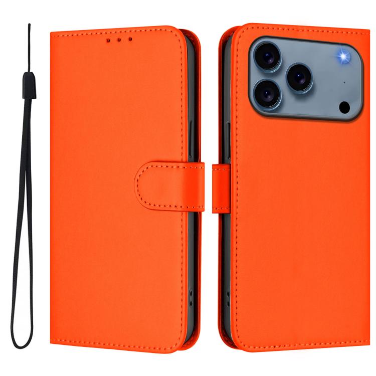 Custodia per telefono in pelle tinta unita effetto pelle con cordino, For iPhone 17 Pro Max