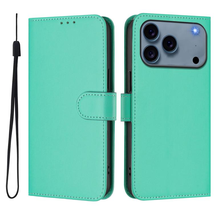 Custodia per telefono in pelle tinta unita effetto pelle con cordino, For iPhone 17 Pro Max