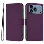Custodia per telefono in pelle tinta unita effetto pelle con cordino, For iPhone 17 Pro Max