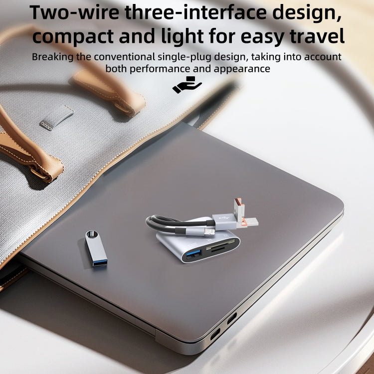 Adattatore USB-C 3 in 1 con lettore schede SD/TF e USB-A