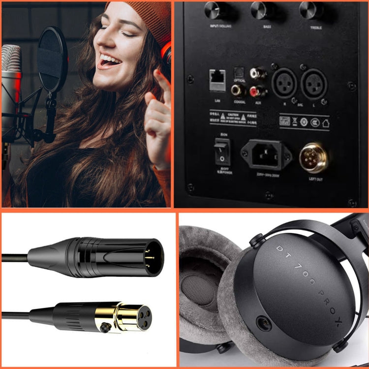 Cavo audio a spirale per mini microfono mixer audio, lunghezza: 0,5 m, Mini XLR Female to XLR Male, Mini XLR Female to XLR Female