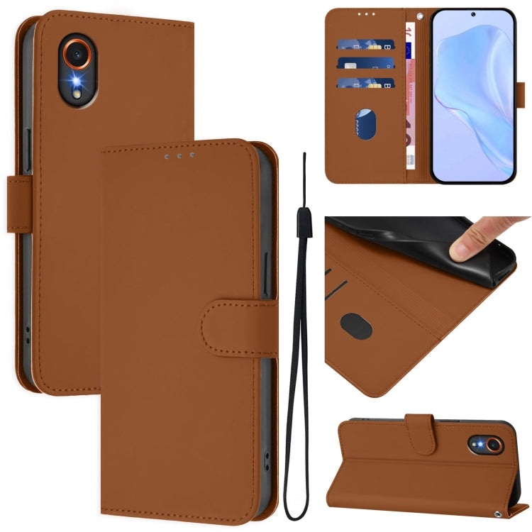 Custodia per telefono in pelle tinta unita effetto pelle con cordino, For Samsung Galaxy XCover 7