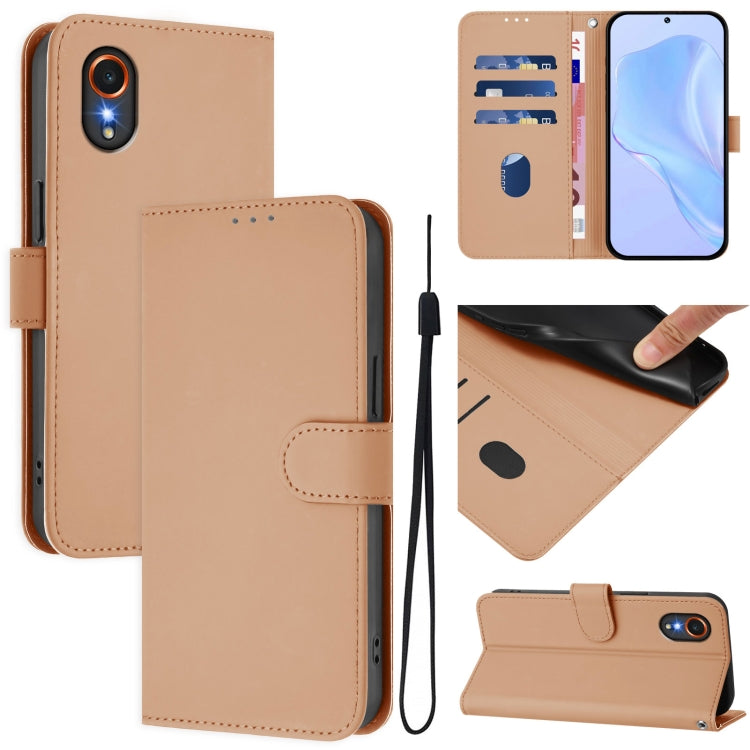 Custodia per telefono in pelle tinta unita effetto pelle con cordino, For Samsung Galaxy XCover 7