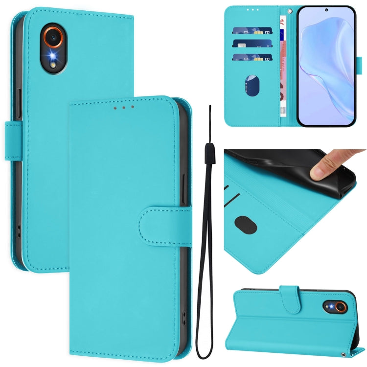 Custodia per telefono in pelle tinta unita effetto pelle con cordino, For Samsung Galaxy XCover 7