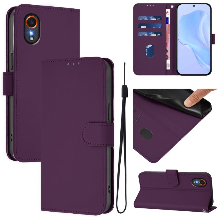 Custodia per telefono in pelle tinta unita effetto pelle con cordino, For Samsung Galaxy XCover 7