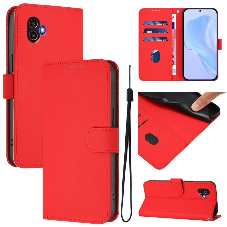 Custodia per telefono in pelle tinta unita effetto pelle con cordino, For Samsung Galaxy XCover6 Pro