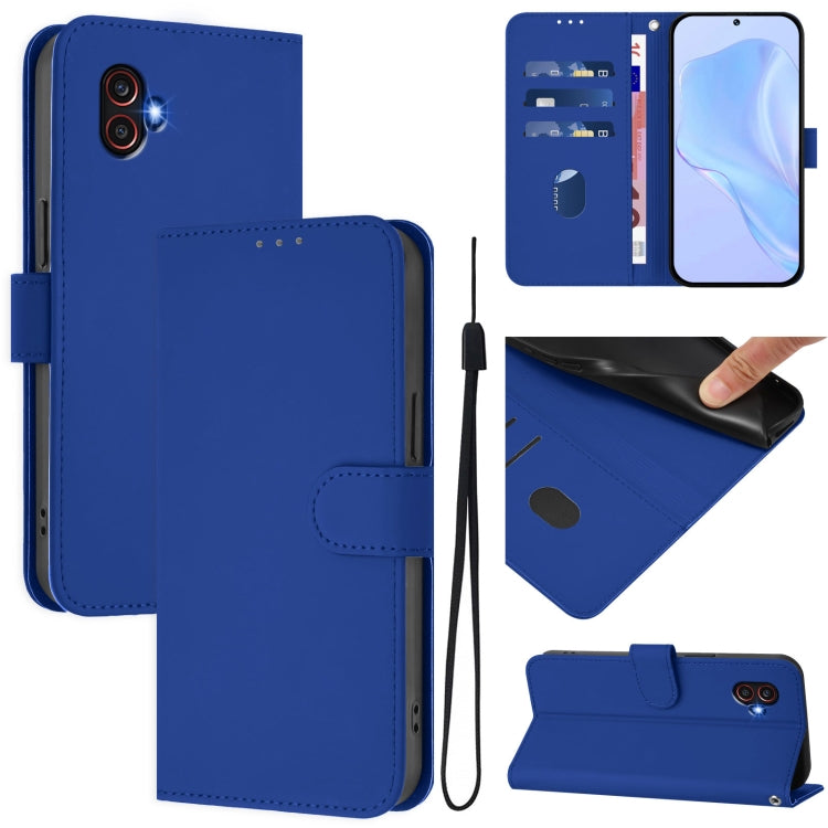 Custodia per telefono in pelle tinta unita effetto pelle con cordino, For Samsung Galaxy XCover6 Pro