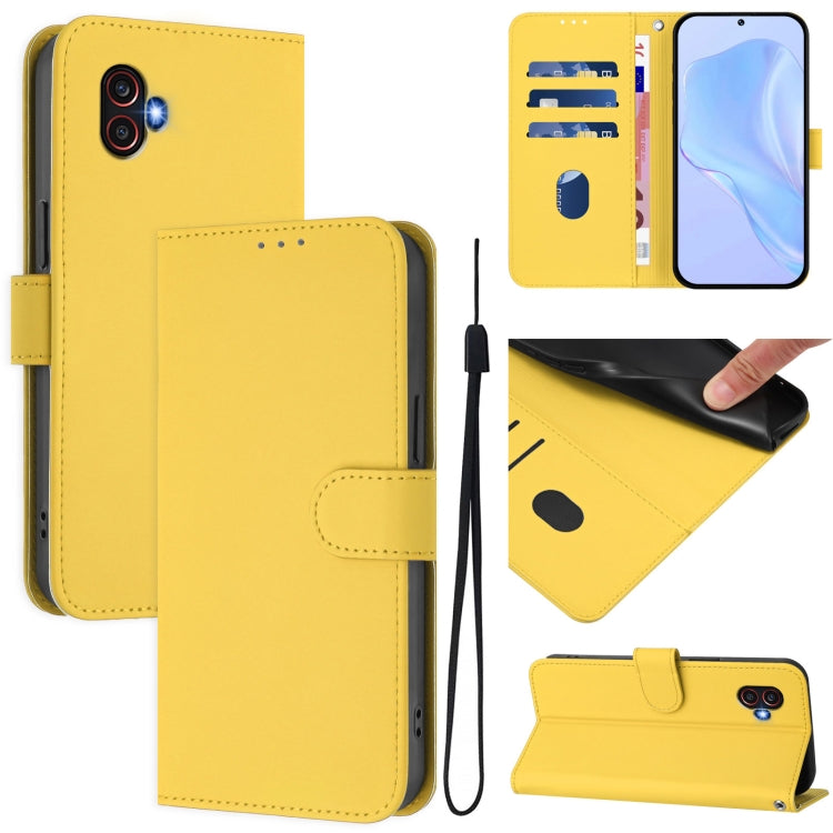 Custodia per telefono in pelle tinta unita effetto pelle con cordino, For Samsung Galaxy XCover6 Pro