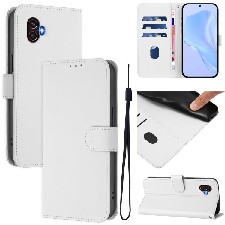 Custodia per telefono in pelle tinta unita effetto pelle con cordino, For Samsung Galaxy XCover6 Pro