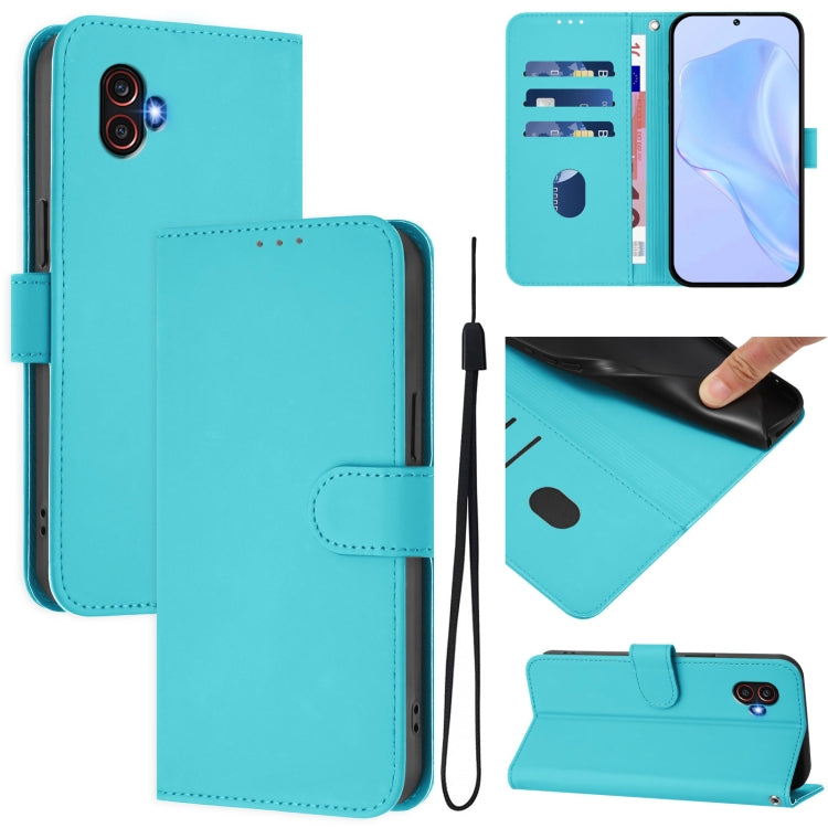 Custodia per telefono in pelle tinta unita effetto pelle con cordino, For Samsung Galaxy XCover6 Pro