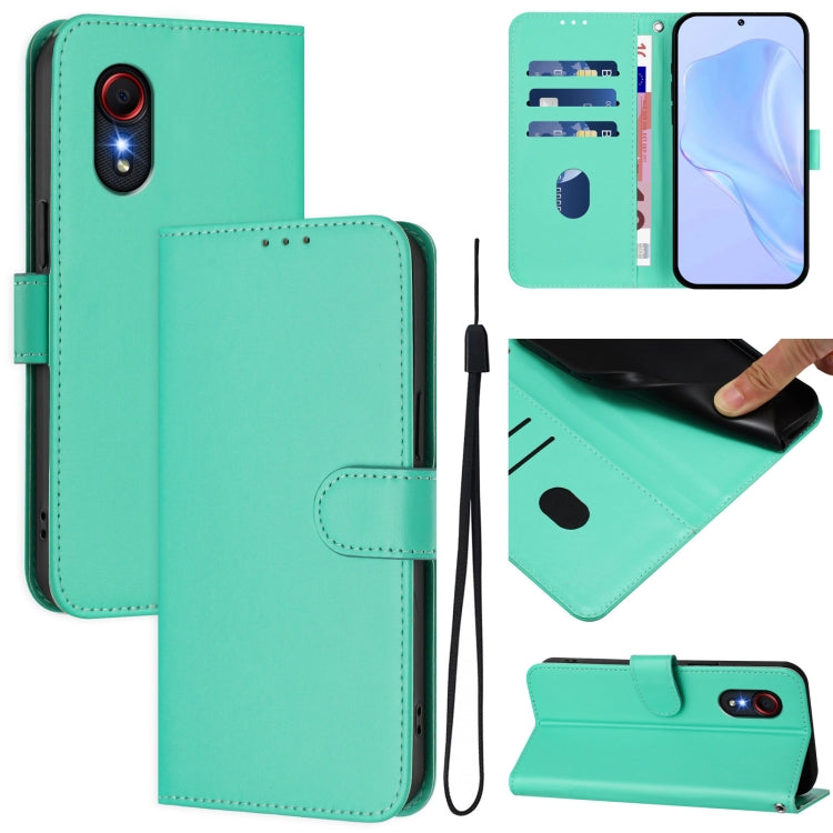 Custodia per telefono in pelle tinta unita effetto pelle con cordino, For Samsung Galaxy XCover 5