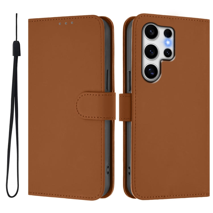 Custodia per telefono in pelle tinta unita effetto pelle con cordino, For Samsung Galaxy S25 Ultra 5G