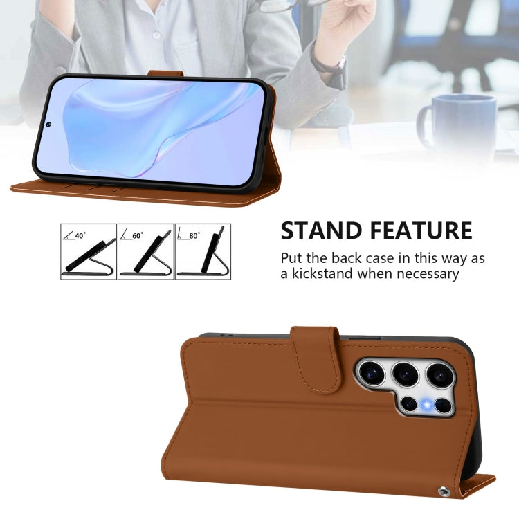 Custodia per telefono in pelle tinta unita effetto pelle con cordino, For Samsung Galaxy S25 Ultra 5G