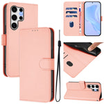Custodia per telefono in pelle tinta unita effetto pelle con cordino, For Samsung Galaxy S25 Ultra 5G