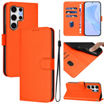 Custodia per telefono in pelle tinta unita effetto pelle con cordino, For Samsung Galaxy S25 Ultra 5G