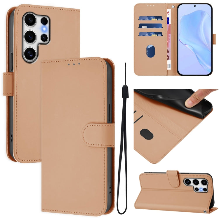 Custodia per telefono in pelle tinta unita effetto pelle con cordino, For Samsung Galaxy S25 Ultra 5G