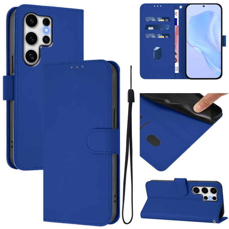 Custodia per telefono in pelle tinta unita effetto pelle con cordino, For Samsung Galaxy S25 Ultra 5G