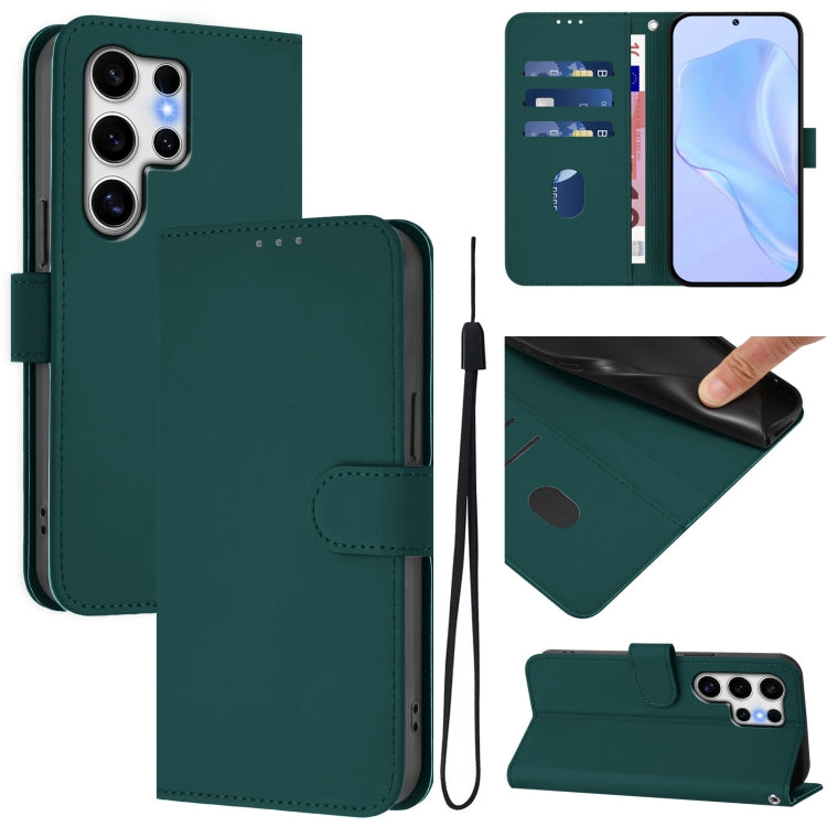 Custodia per telefono in pelle tinta unita effetto pelle con cordino, For Samsung Galaxy S25 Ultra 5G