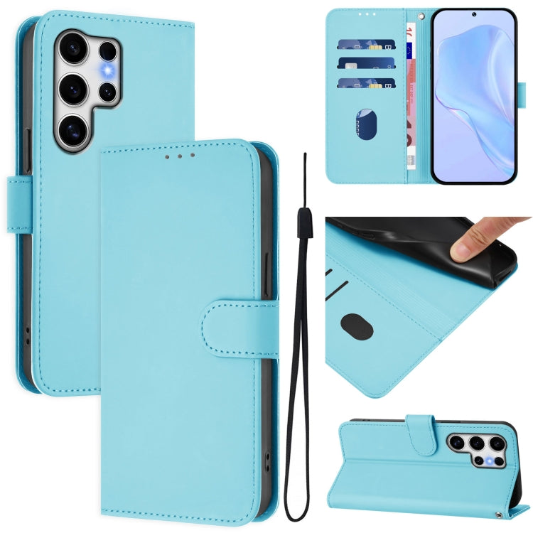 Custodia per telefono in pelle tinta unita effetto pelle con cordino, For Samsung Galaxy S25 Ultra 5G