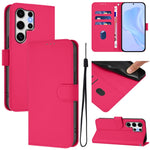 Custodia per telefono in pelle tinta unita effetto pelle con cordino, For Samsung Galaxy S25 Ultra 5G