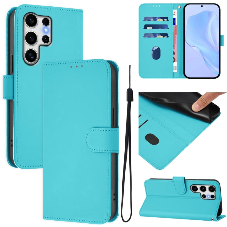 Custodia per telefono in pelle tinta unita effetto pelle con cordino, For Samsung Galaxy S25 Ultra 5G