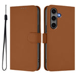 Custodia per telefono in pelle tinta unita effetto pelle con cordino, For Samsung Galaxy S25+ 5G
