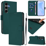 Custodia per telefono in pelle tinta unita effetto pelle con cordino, For Samsung Galaxy S25+ 5G