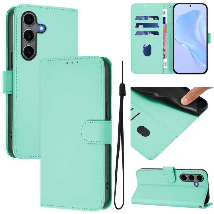 Custodia per telefono in pelle tinta unita effetto pelle con cordino, For Samsung Galaxy S25+ 5G